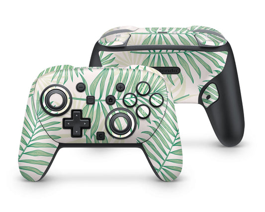Lux Skins Nintendo Switch 2 Pro Controller Tropical Palm Leaf Sage GreenSkins - Art Floral Skin