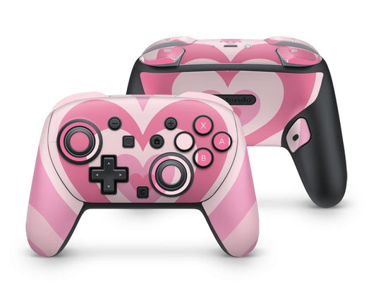 Lux Skins Nintendo Switch 2 Pro Controller Pink Retro HeartsSkins - Art Solid Colours Skin