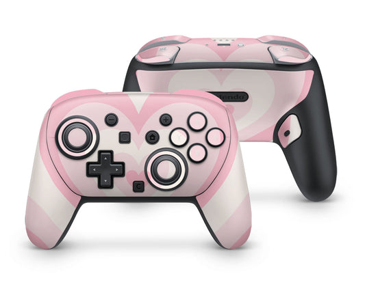 Lux Skins Nintendo Switch 2 Pro Controller Pastel Pink Retro HeartsSkins - Art Solid Colours Skin