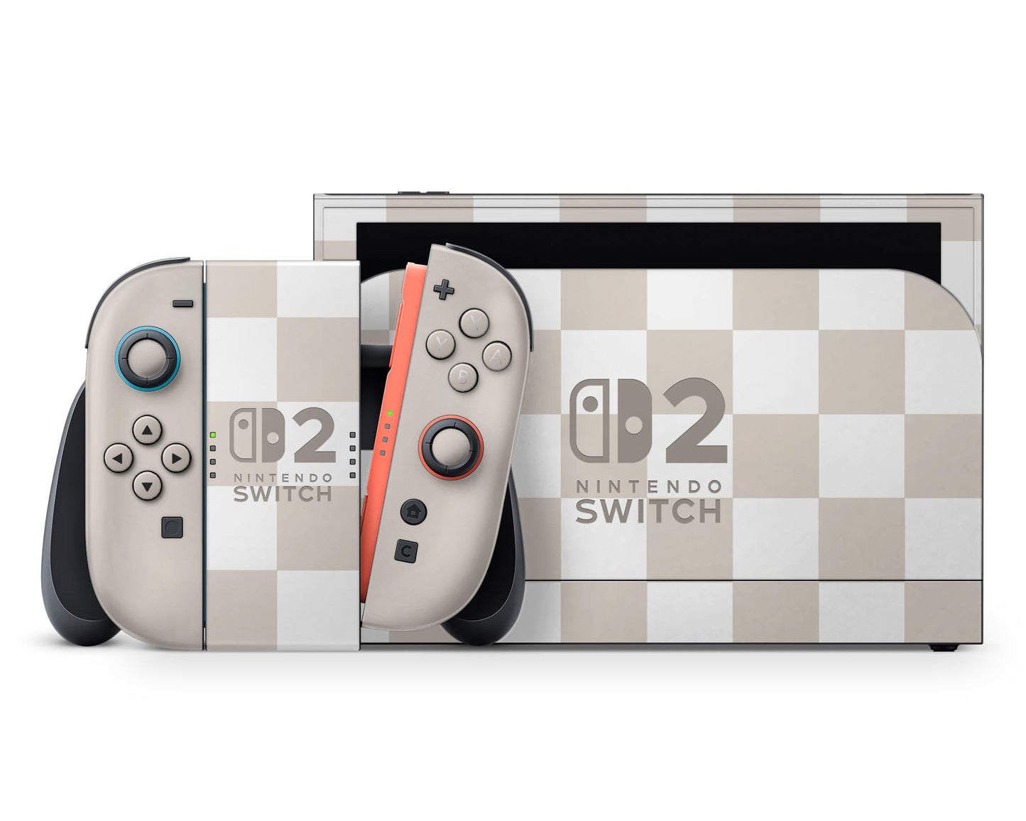 Lux Skins Nintendo Switch 2 Checkered Beige Nintendo logo Skins - Pattern Skin