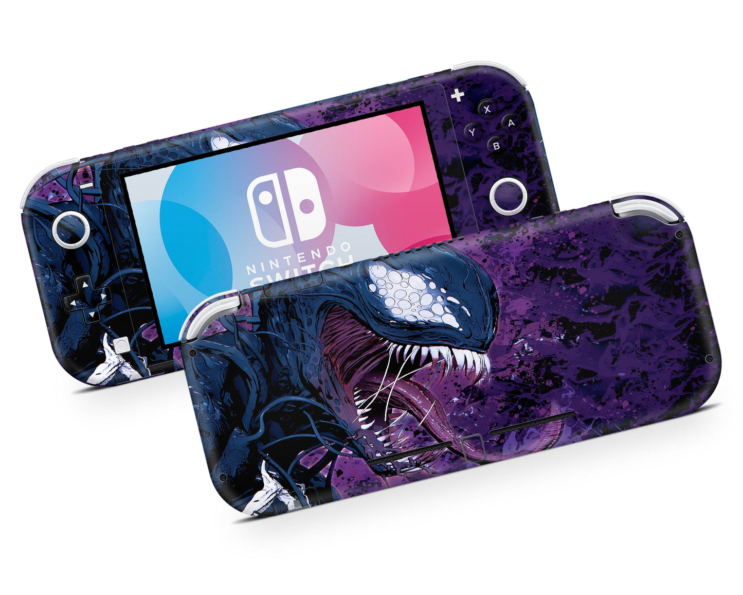 Lux Skins Nintendo Switch Lite Purple Venom Full Set +Tempered Glass Skins - Pop culture Spiderman Skin
