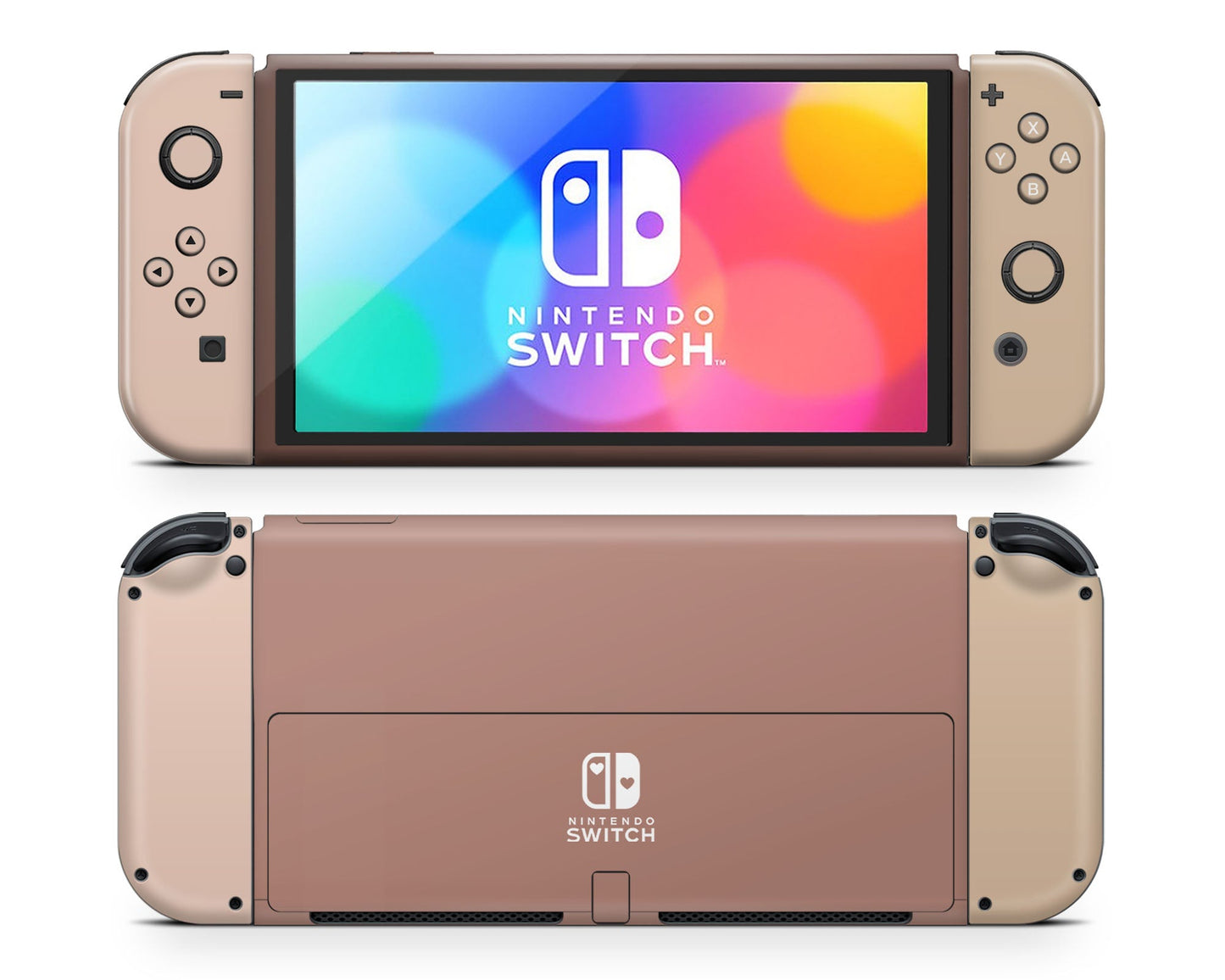 Lux Skins Nintendo Switch OLED Latte Time Hearts logo Skins - Solid Colours Colour Blocking Skin