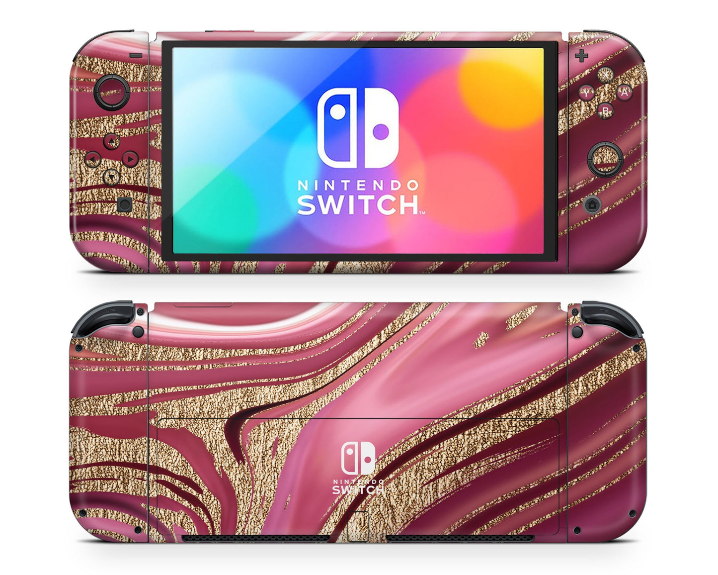 Lux Skins Nintendo Switch OLED Royal Golden Pink Classic no logo Skins - Pattern Skin