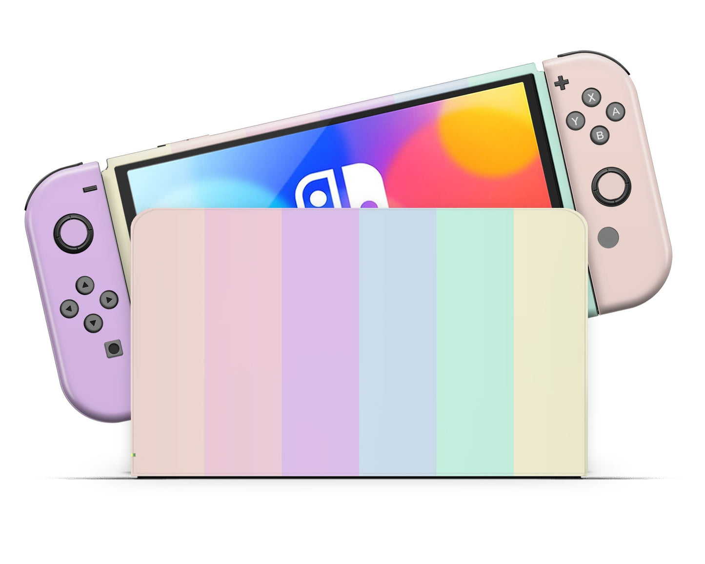 Lux Skins Nintendo Switch OLED Pastel Stripes Nintendo logo Skins - Art Skin