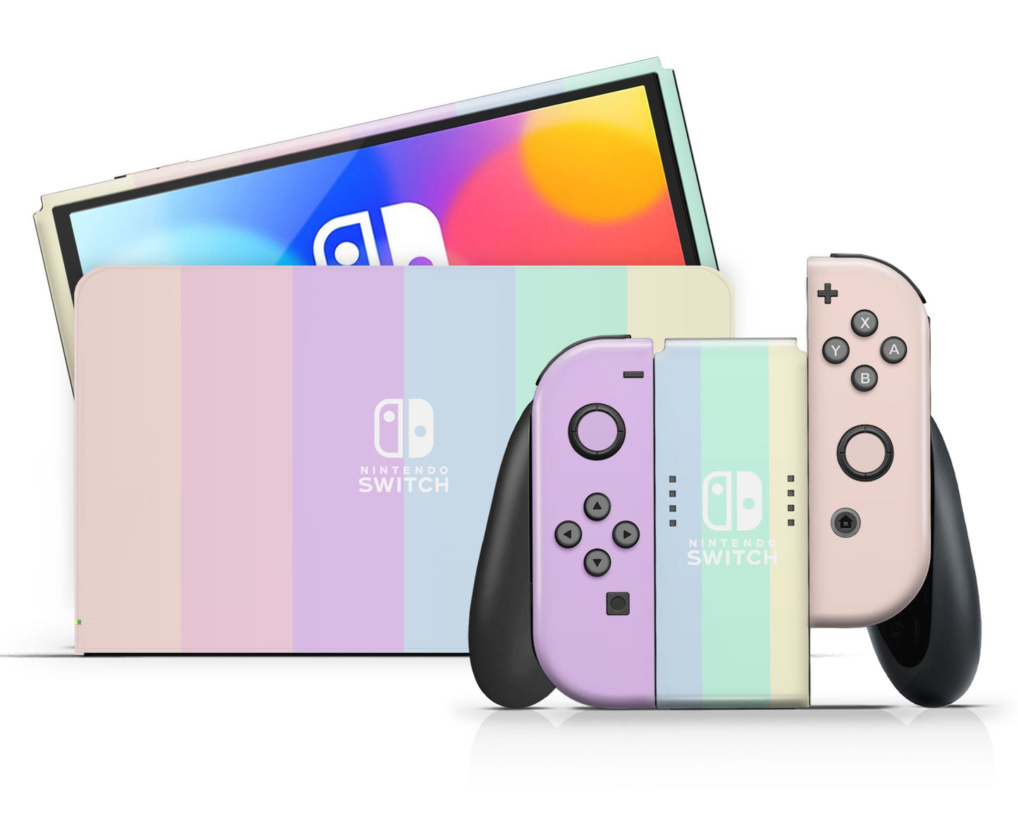 Lux Skins Nintendo Switch OLED Pastel Stripes Classic no logo Skins - Art Skin