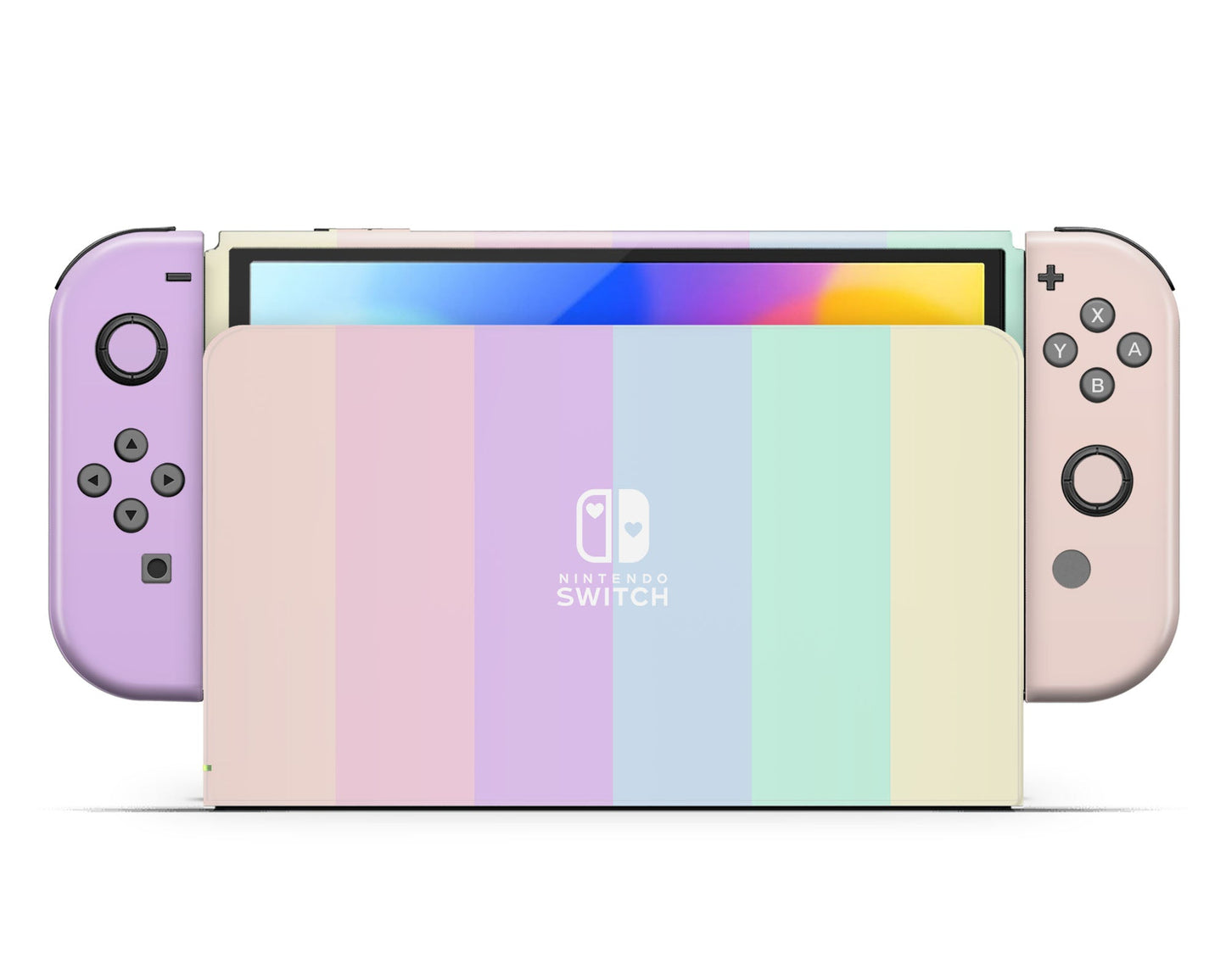 Lux Skins Nintendo Switch OLED Pastel Stripes Nintendo logo Skins - Art Skin