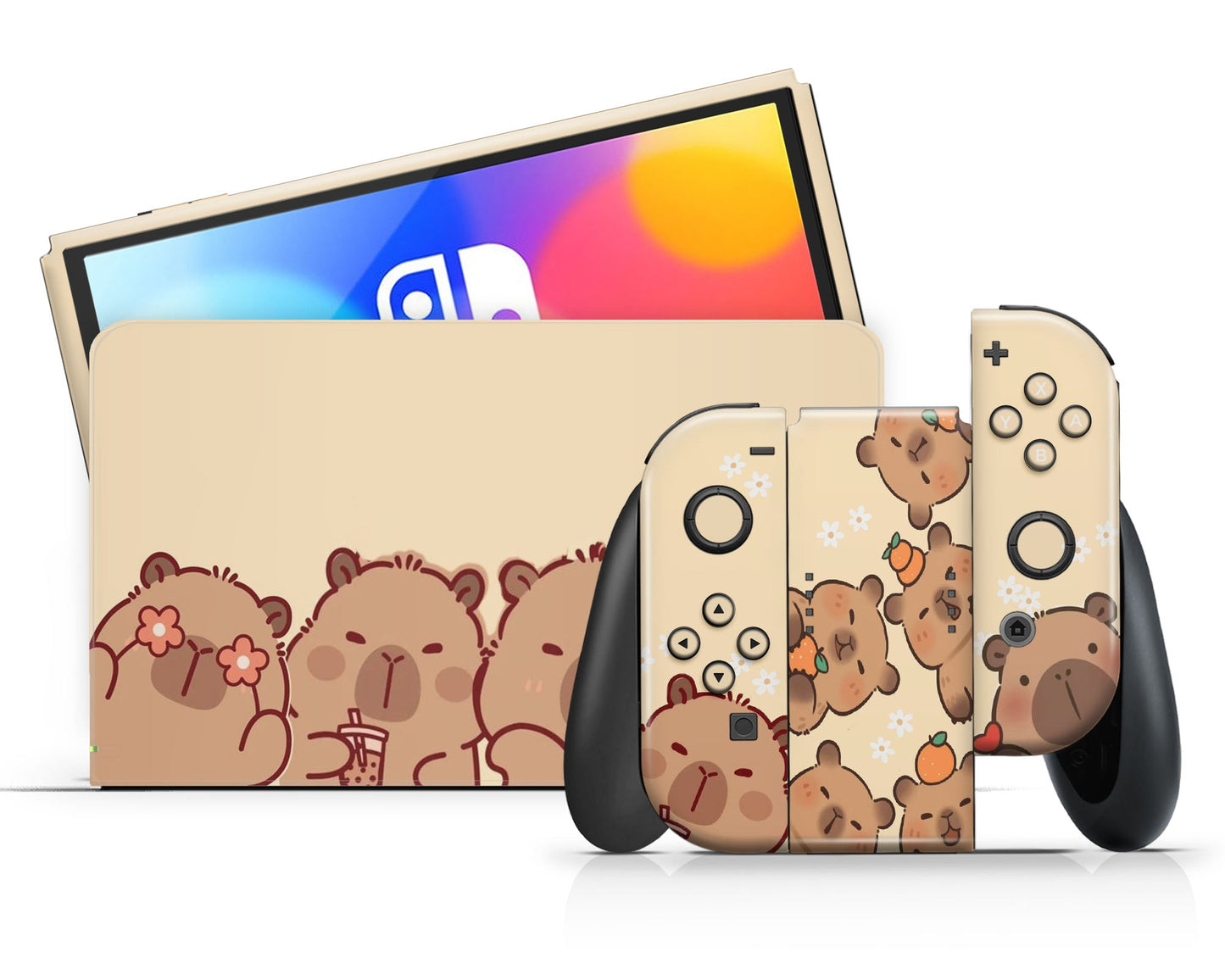 Lux Skins Nintendo Switch OLED Cute Capybara Full Set Skins - Animal Skin