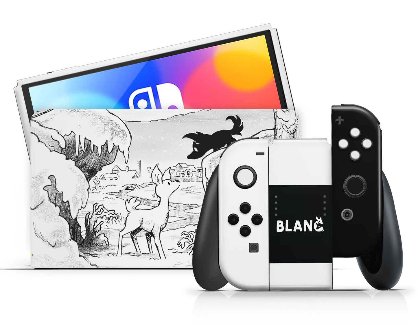 Lux Skins Nintendo Switch OLED Blanc Snowstorm Full Set Skins - Pop culture Skin
