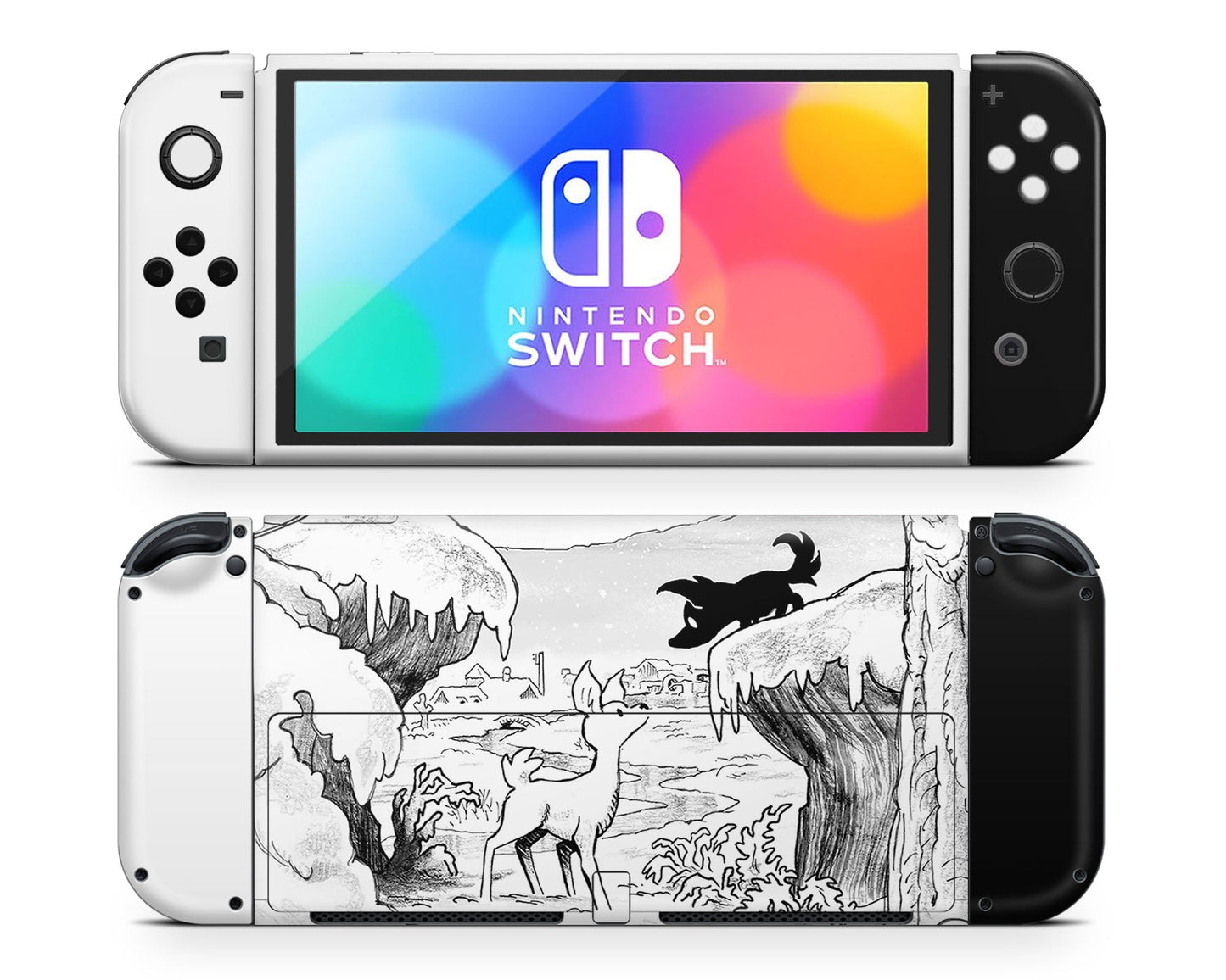 Lux Skins Nintendo Switch OLED Blanc Snowstorm Full Set Skins - Pop culture Skin