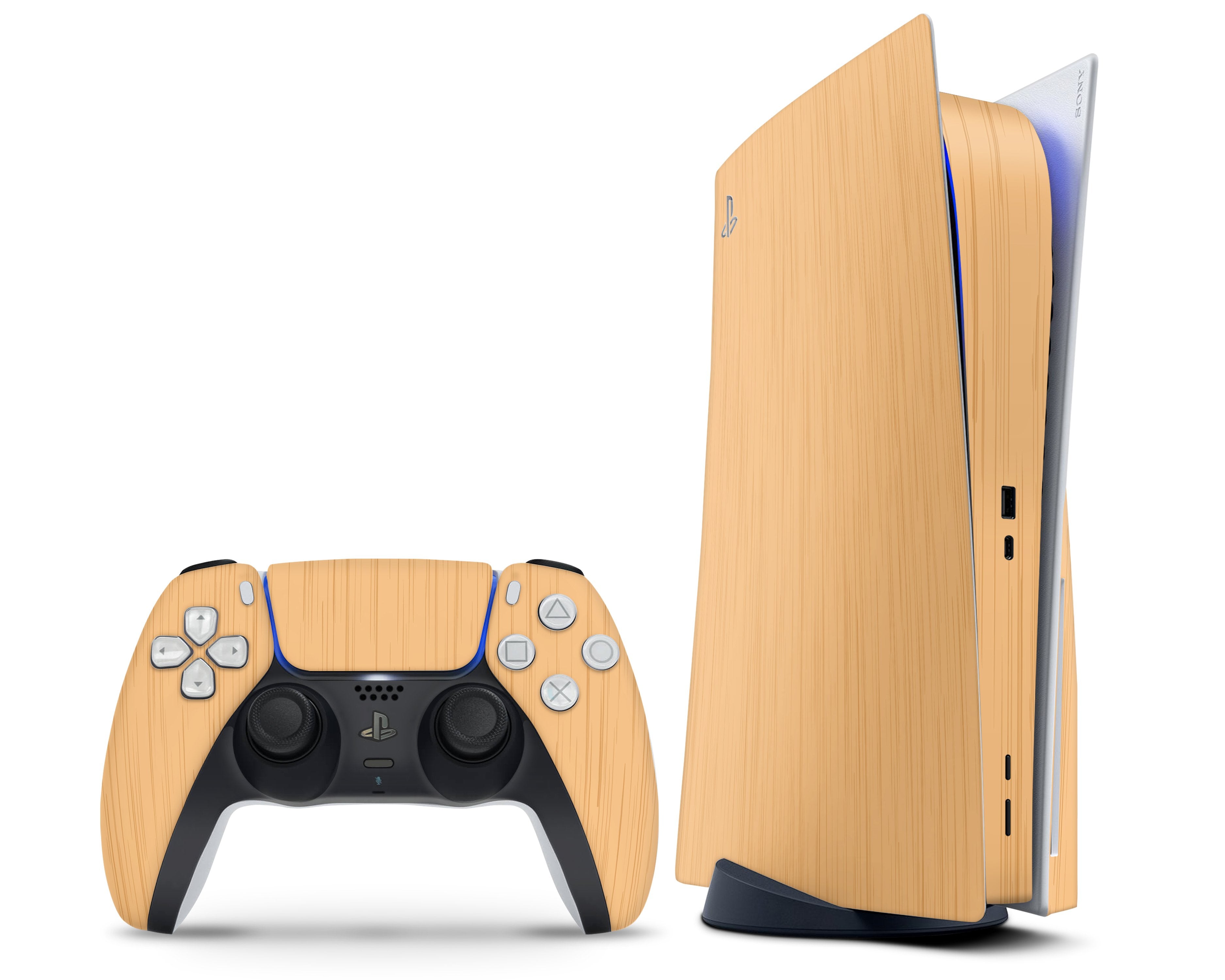 Realistic wood background Playstation 5 stickers
