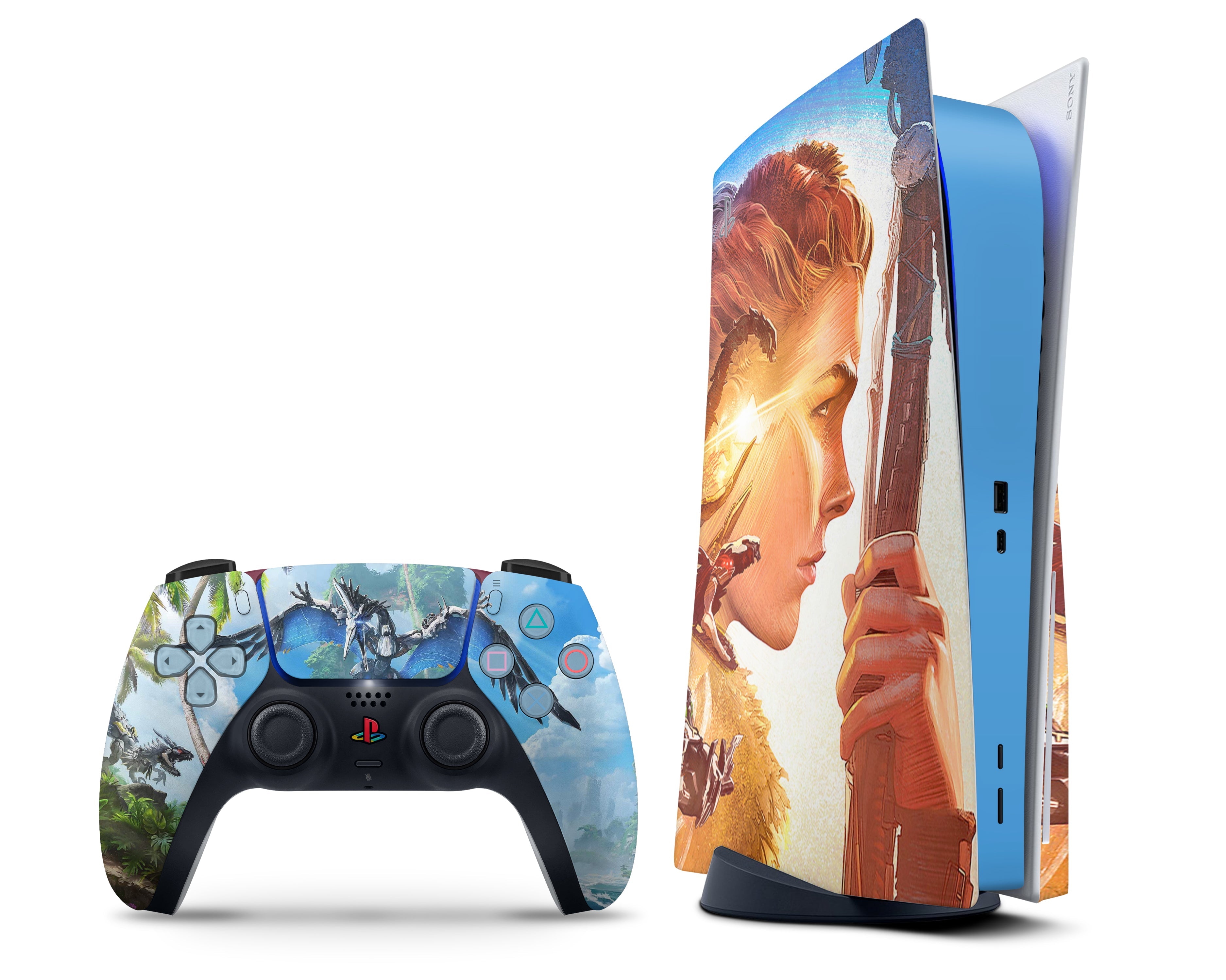 CONSOLE SONY PS5 EDITION STANDARD + JEUX HORIZON FORBIDDEN WESTR + MANETTE  CAMOUFLAGE PS5