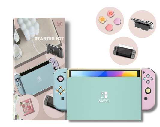 Seafoam Retro 80s Pastel Blocking Nintendo Switch OLED Skin Value Gift Set