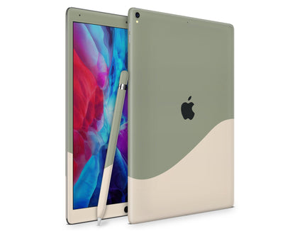 Lux Skins iPad Two Tone Wild Sage Green Cream iPad Pro 13" (M4) Skins - Solid Colours Colour Blocking Skin