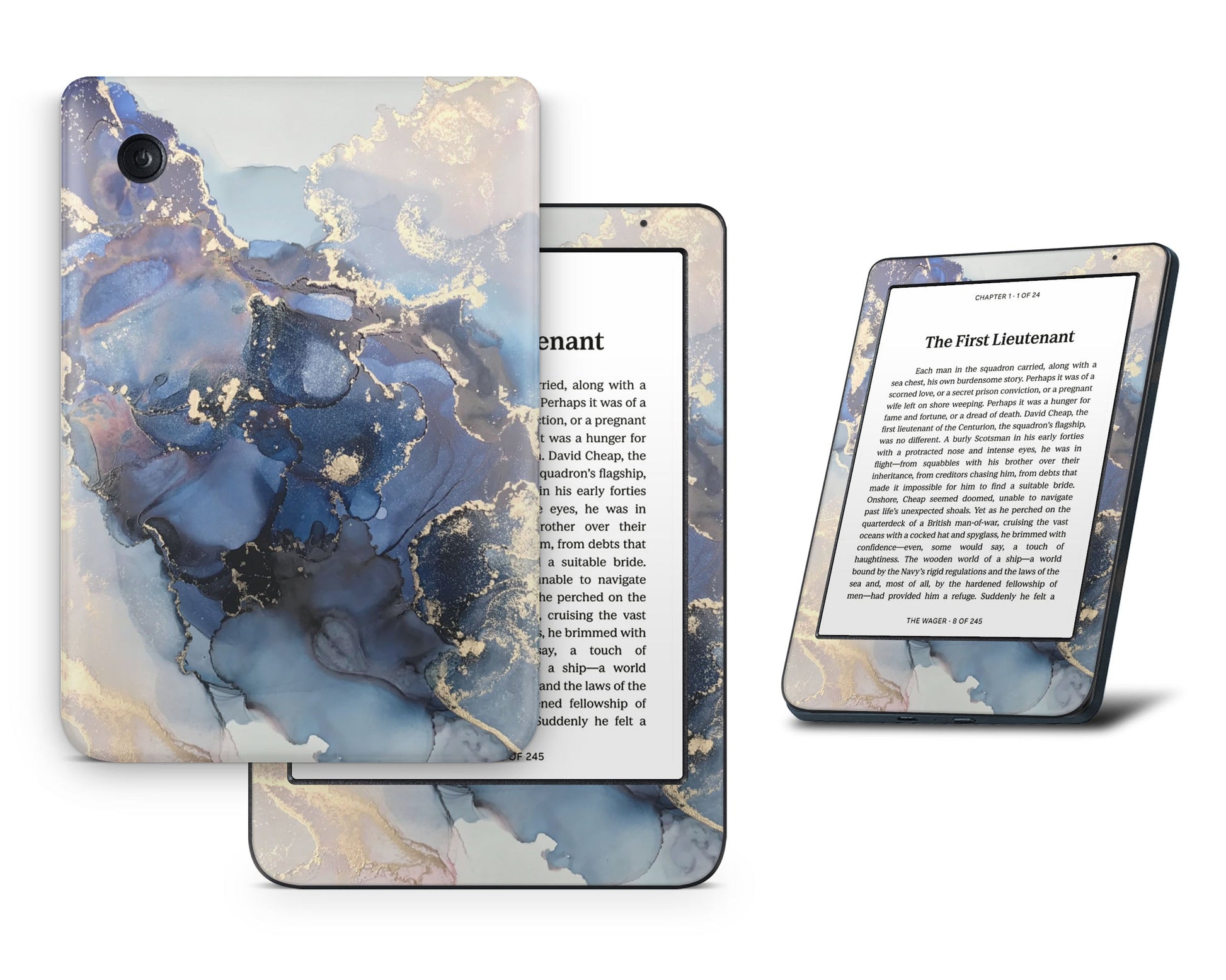 Lux Skins Kobo Ethereral Blue Gold Marble Kobo Clara BW Skins - Pattern Marble Skin