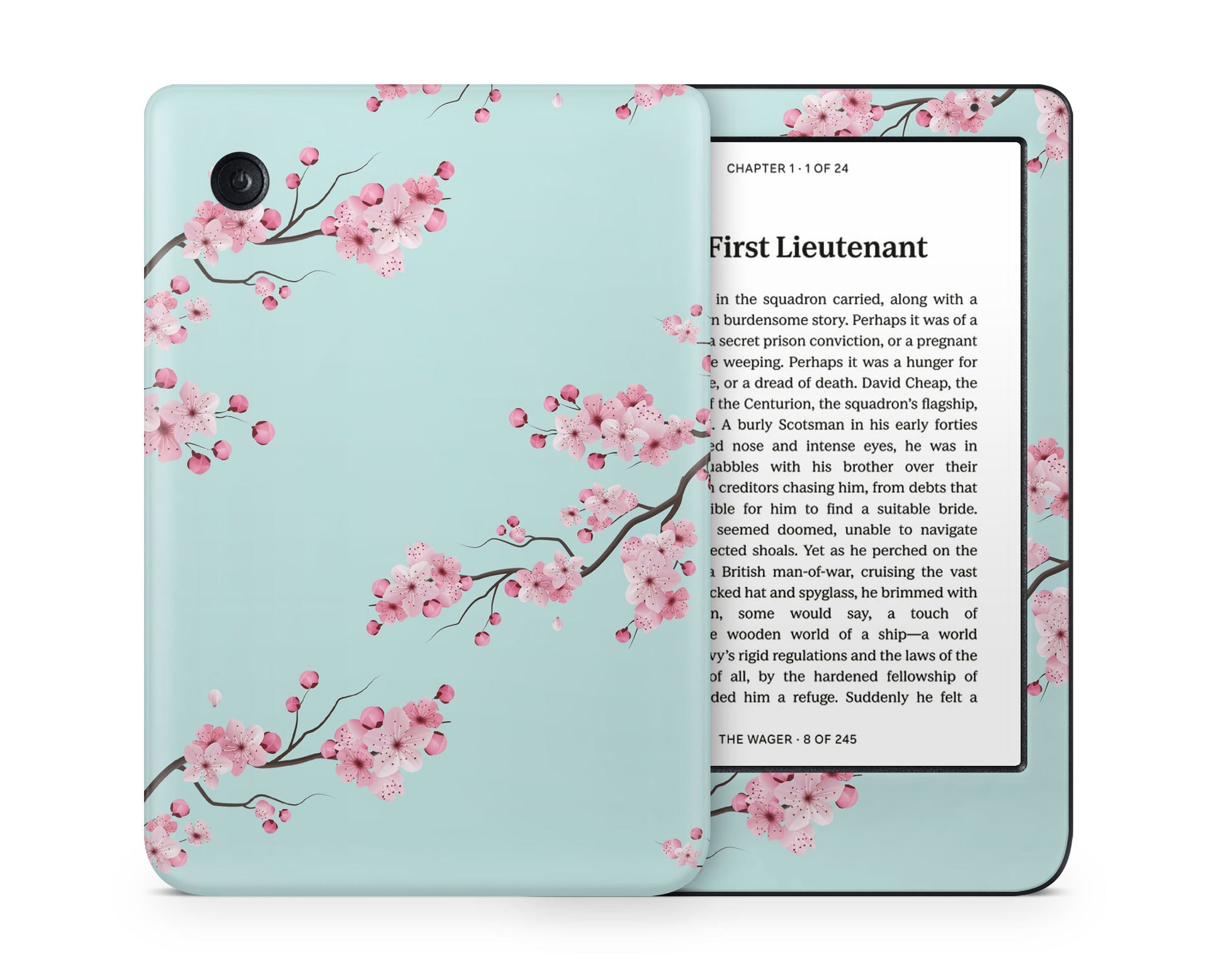 Lux Skins Kobo Cherry Blossom Teal Kobo Clara Colour Skins - Art Floral Skin