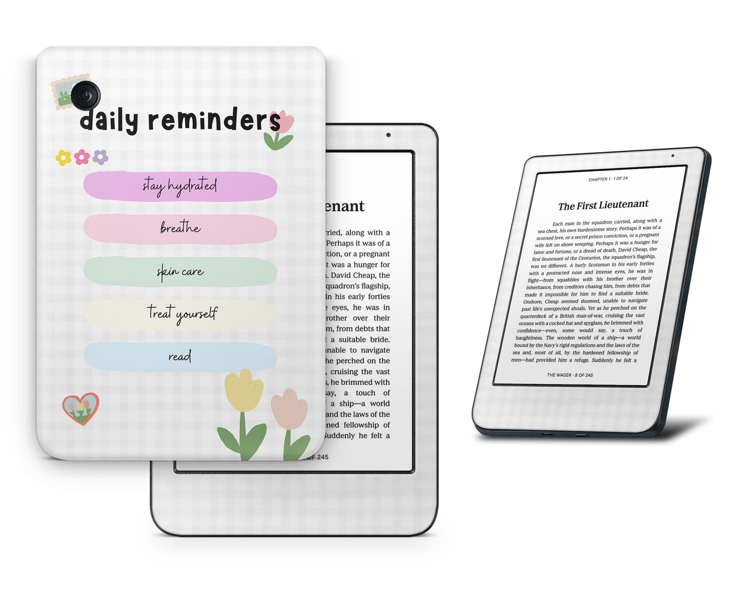 Lux Skins Kobo Cute Daily Reminders Flower Pastel Kobo Clara BW Skins - Art Quotes Skin