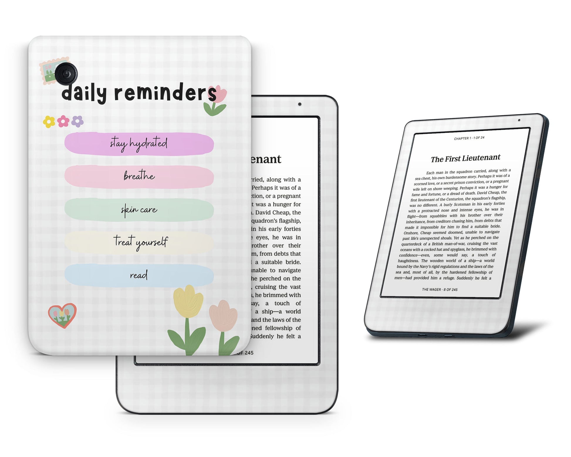 Lux Skins Kobo Cute Daily Reminders Flower Pastel Kobo Clara BW Skins - Art Quotes Skin