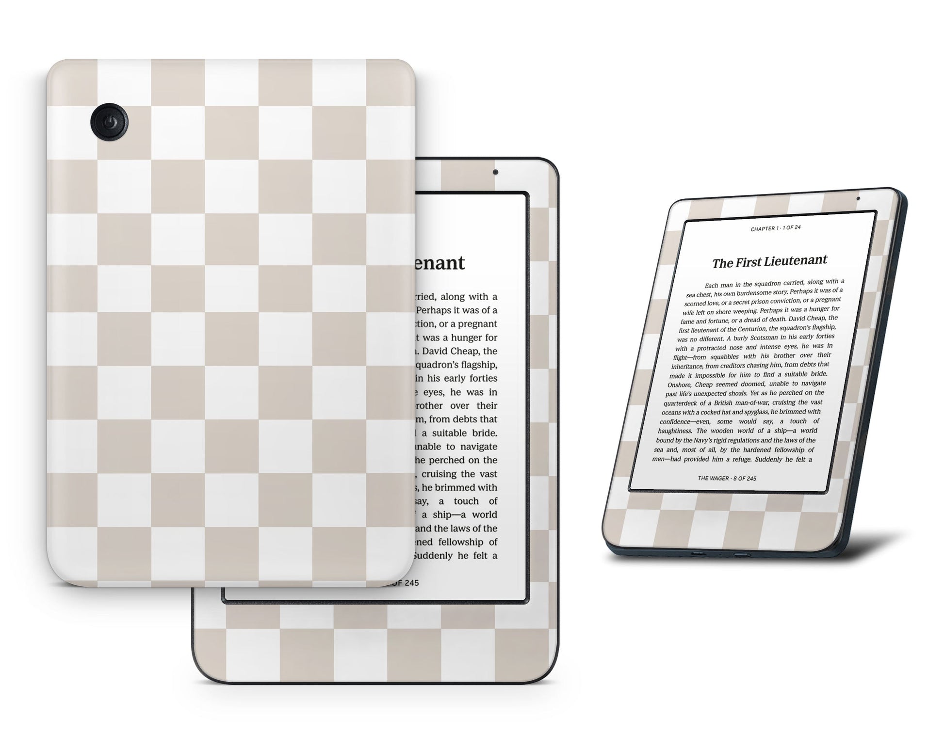 Lux Skins Kobo Almond Checkered Kobo Clara BW Skins - Pattern Artwork Skin