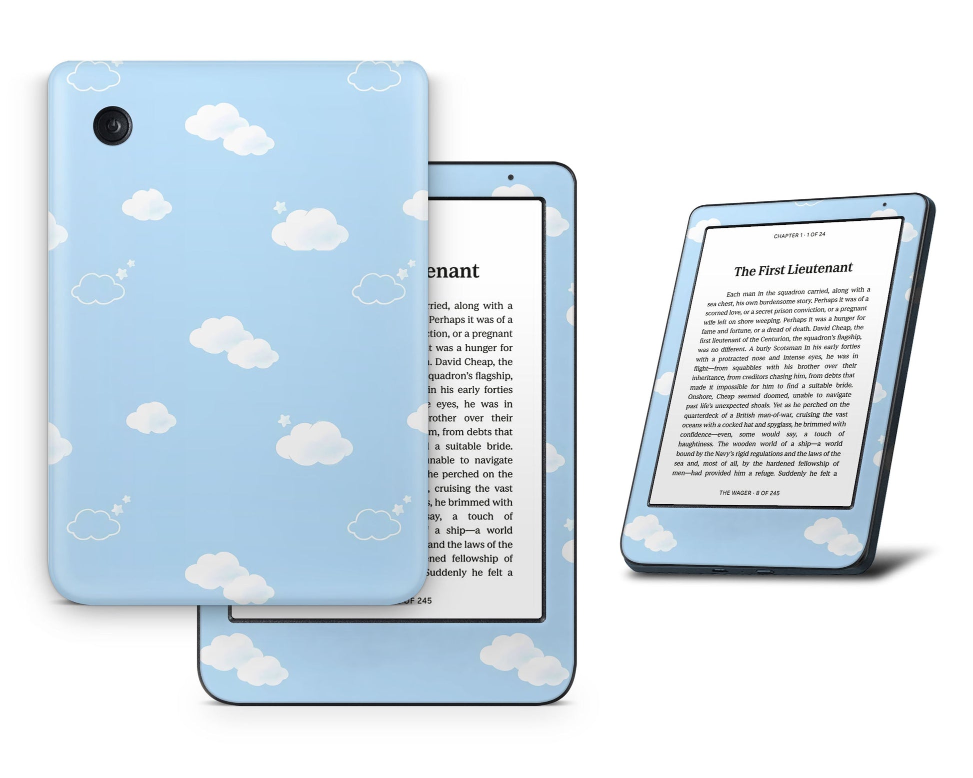 Lux Skins Kobo Blue Clouds Cute Kobo Clara BW Skins - Art Clouds Skin