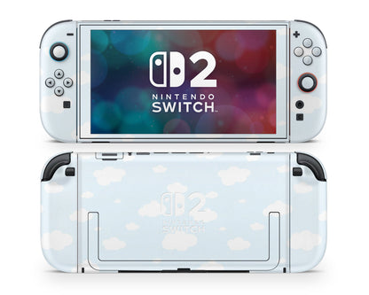 Lux Skins Nintendo Switch 2 Cute Blue Clouds Nintendo logo Skins - Art Clouds Skin