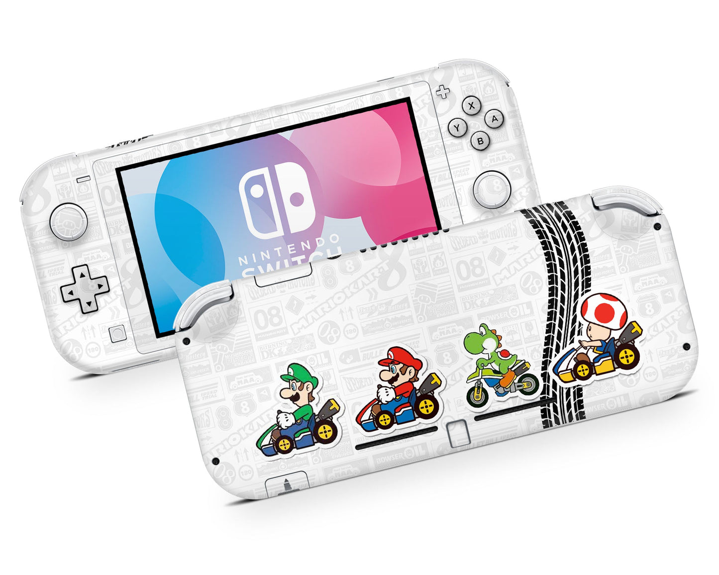 Lux Skins Nintendo Switch Lite Mario Kart Full Set +Tempered Glass Skins - Pop culture Mario Skin