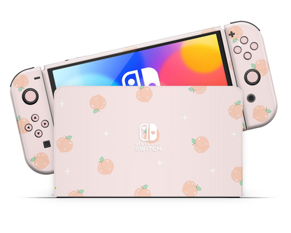 Soft Pastel Peaches Nintendo Switch OLED Skin