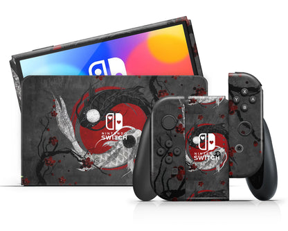 Yin Yang Rose Koi Nintendo Switch OLED Skin