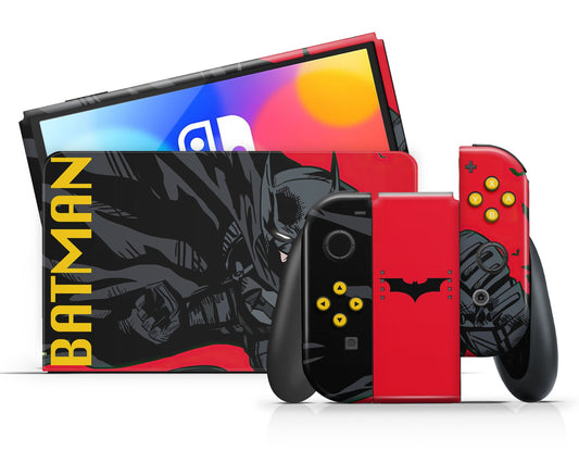 Lux Skins Nintendo Switch OLED Batman Comics Full Set +Tempered Glass Skins - Pop culture Batman Skin