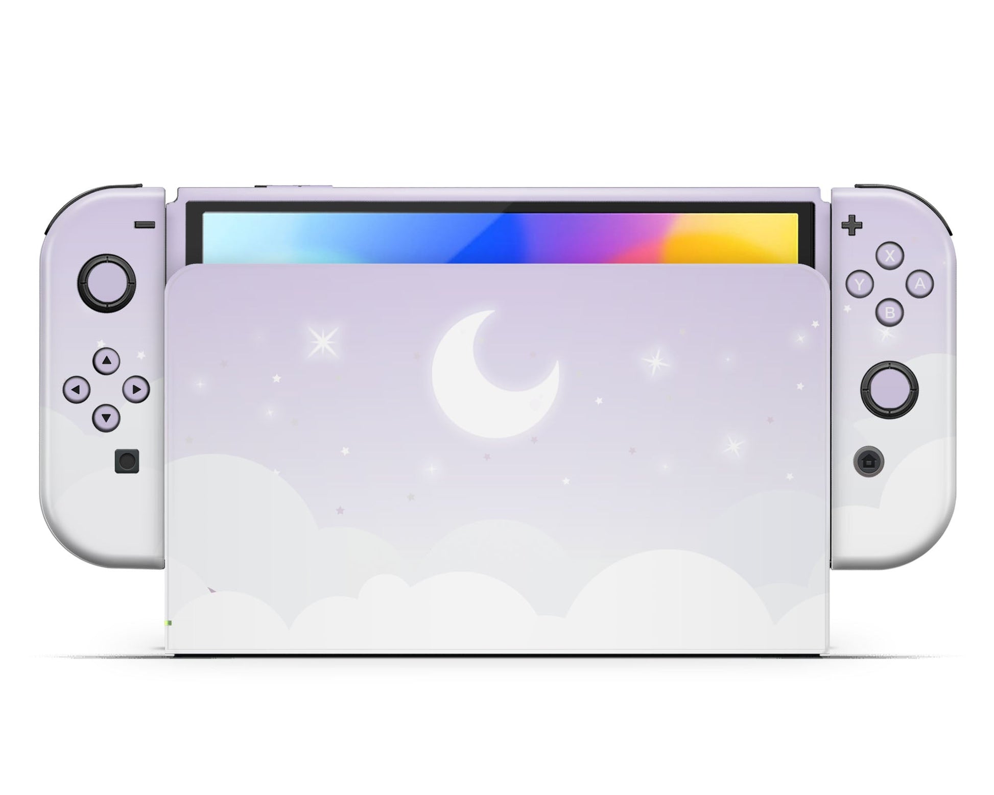 Lux Skins Nintendo Switch OLED Lavender Purple Moon Clouds Joycons Only Skins - Art Clouds Skin