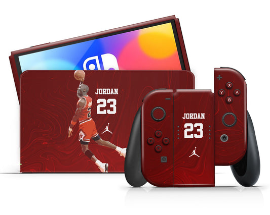 Lux Skins Nintendo Switch OLED NBA Chicago Bulls Michael Jordan Full Set Skins - Sports Basketball Skin