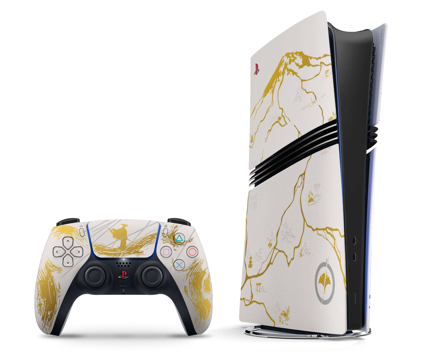 Lux Skins PS5 Pro Ghost of Yotei Gold Limited Edition Inspired PS5 Pro Skins - Pop culture Ghost of Yotei Skin