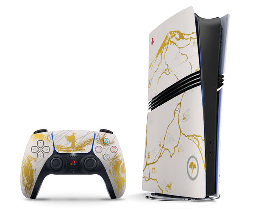 Lux Skins PS5 Pro Ghost of Yotei Gold Limited Edition Inspired PS5 Pro Skins - Pop culture Ghost of Yotei Skin