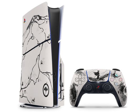 Lux Skins PS5 Slim Ghost of Yotei Black Limited Edition Inspired PS5 Slim Skins - Pop culture Ghost of Yotei Skin