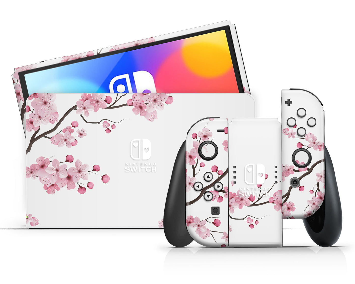 White Cherry Blossom Nintendo Switch OLED Skin