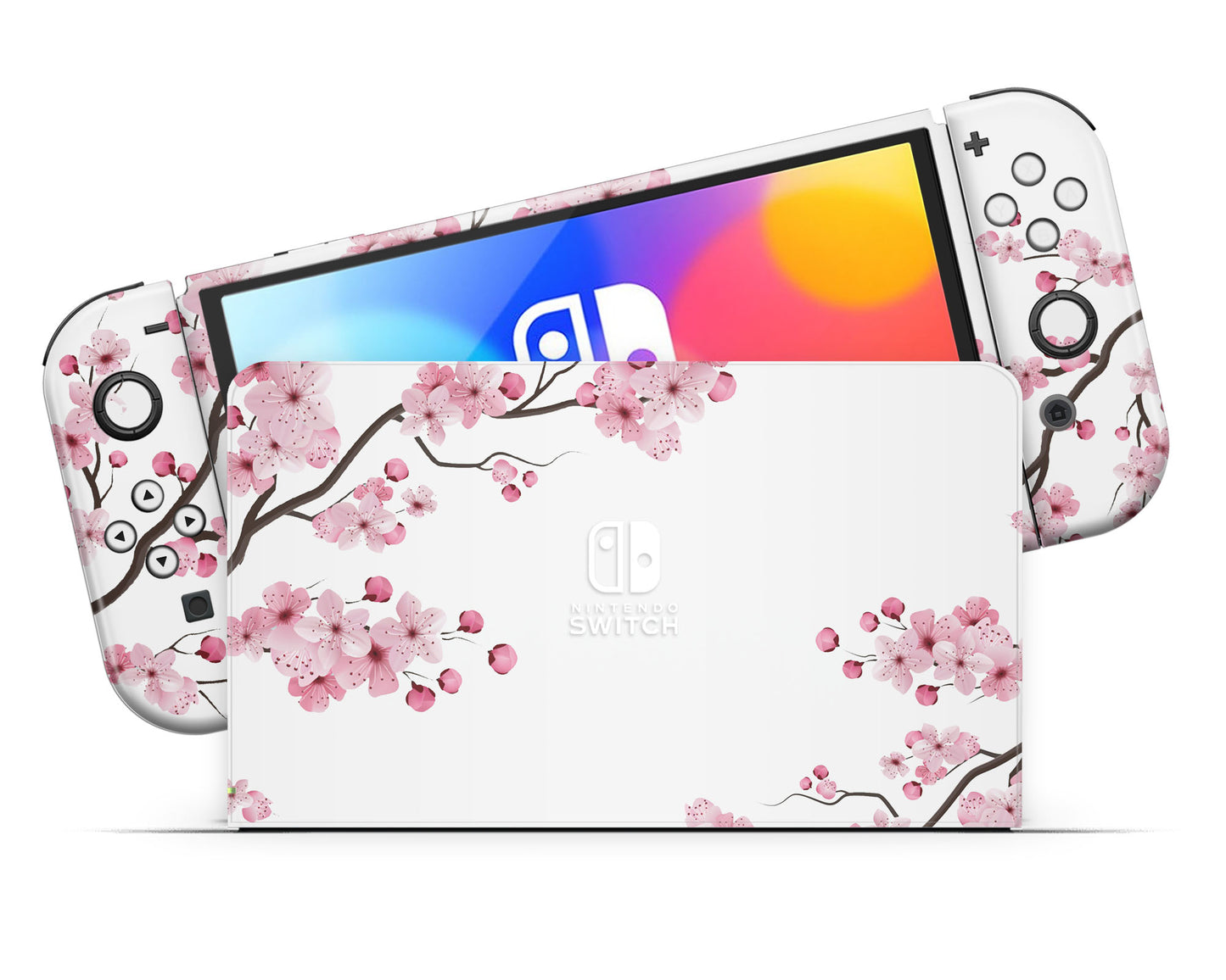 White Cherry Blossom Nintendo Switch OLED Skin