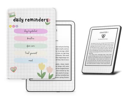 Lux Skins Kindle Cute Daily Reminders Flower Pastel Kindle Gen 8 Skins - Art Quotes Skin