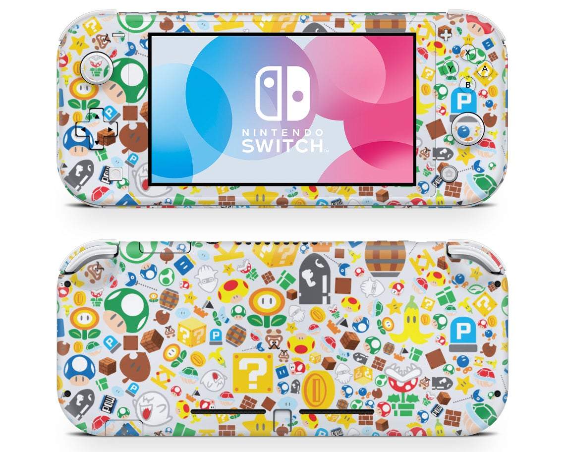 Lux Skins Nintendo Switch Lite Super Mario Bros Pattern Full Set Skins - Pop culture Mario Skin