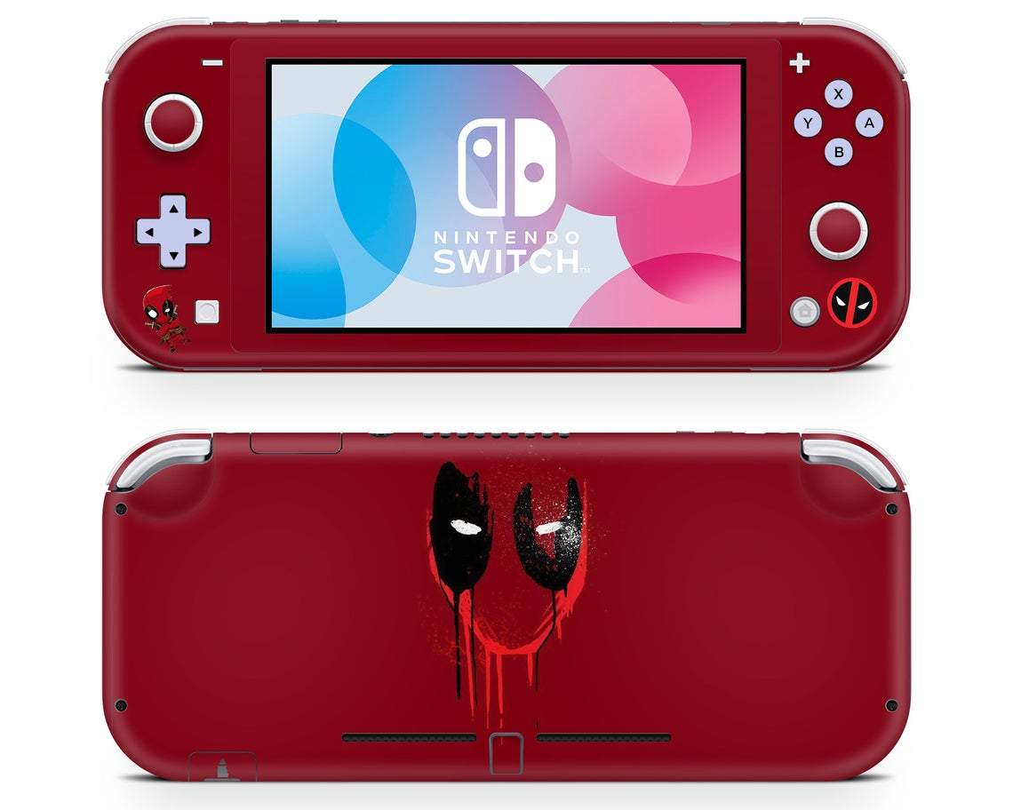 Lux Skins Nintendo Switch Lite Deadpool Red Splatter Full Set Skins - Pop culture Comics Skin