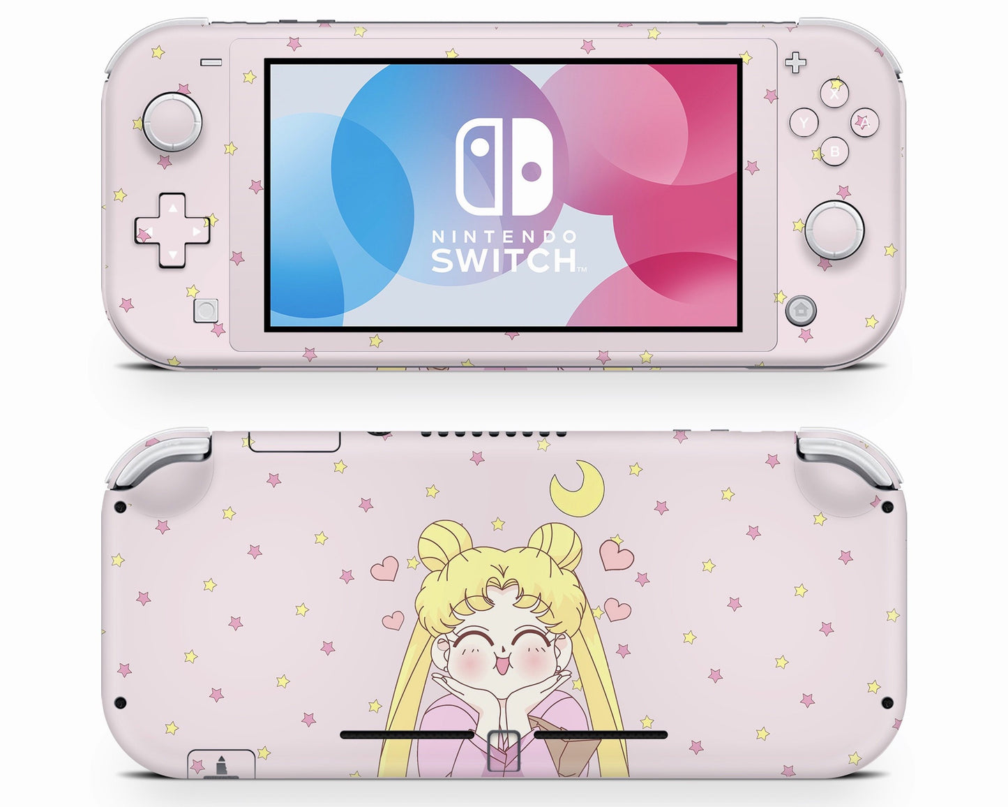 Lux Skins Nintendo Switch Lite Sailor Moon Kawaii Hearts Baby Pink Full Set Skins - Pop culture Sailor Moon Skin