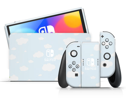 Cute Blue Clouds Nintendo Switch Skin