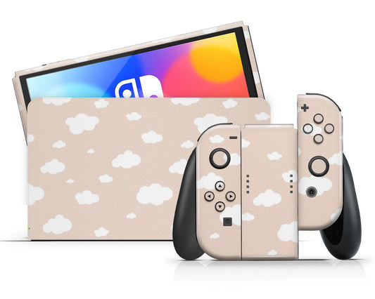 Lux Skins Nintendo Switch OLED Cute Beige Clouds Classic no logo Skins - Art Clouds Skin