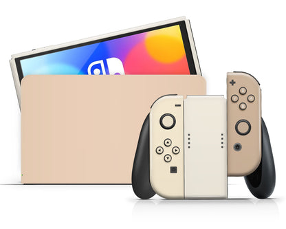 Lux Skins Nintendo Switch OLED Creme Caramel Classic no logo Skins - Solid Colours Colour Blocking Skin