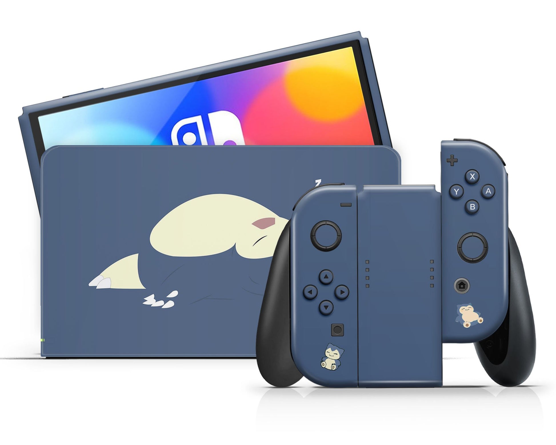 Lux Skins Nintendo Switch OLED Pokemon Snorlax Navy Blue Full Set Skins - Pop culture Pokemon Skin