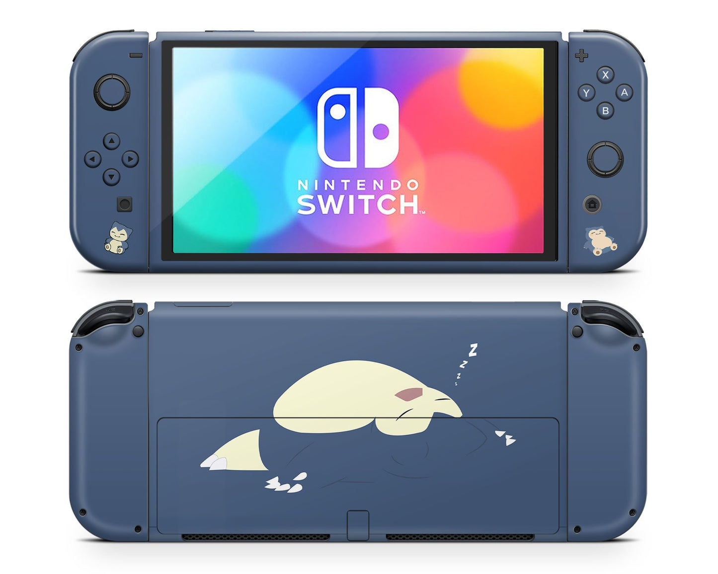 Lux Skins Nintendo Switch OLED Pokemon Snorlax Navy Blue Full Set Skins - Pop culture Pokemon Skin