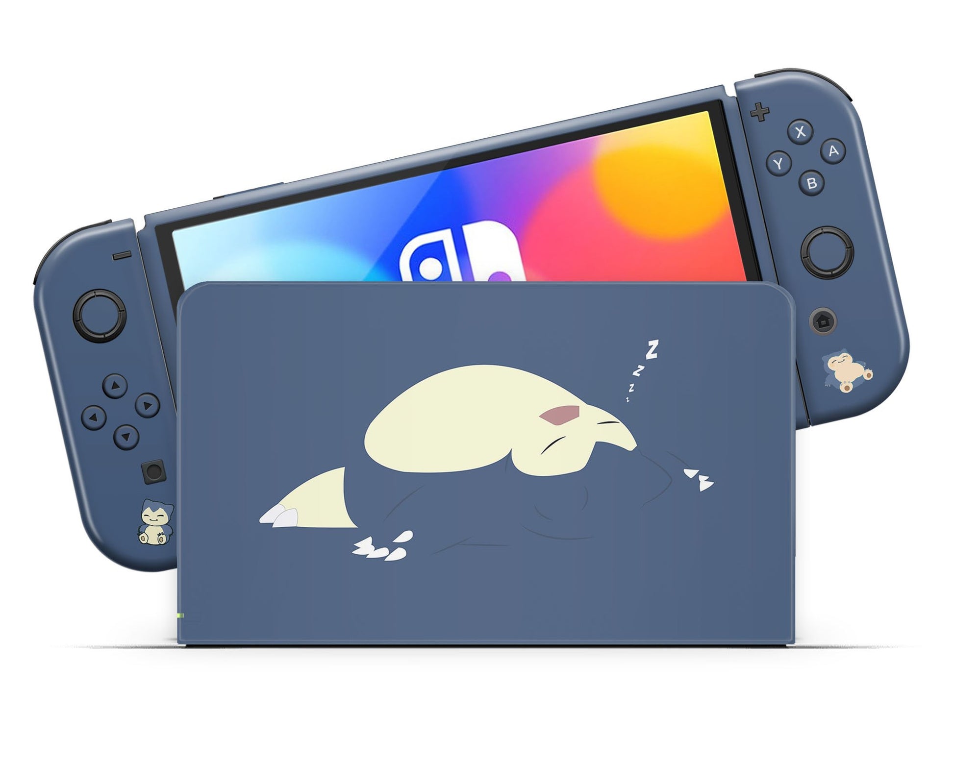 Lux Skins Nintendo Switch OLED Pokemon Snorlax Navy Blue Full Set Skins - Pop culture Pokemon Skin