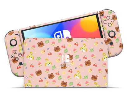 Cute Animal Crossing Pattern Nintendo Switch Skin