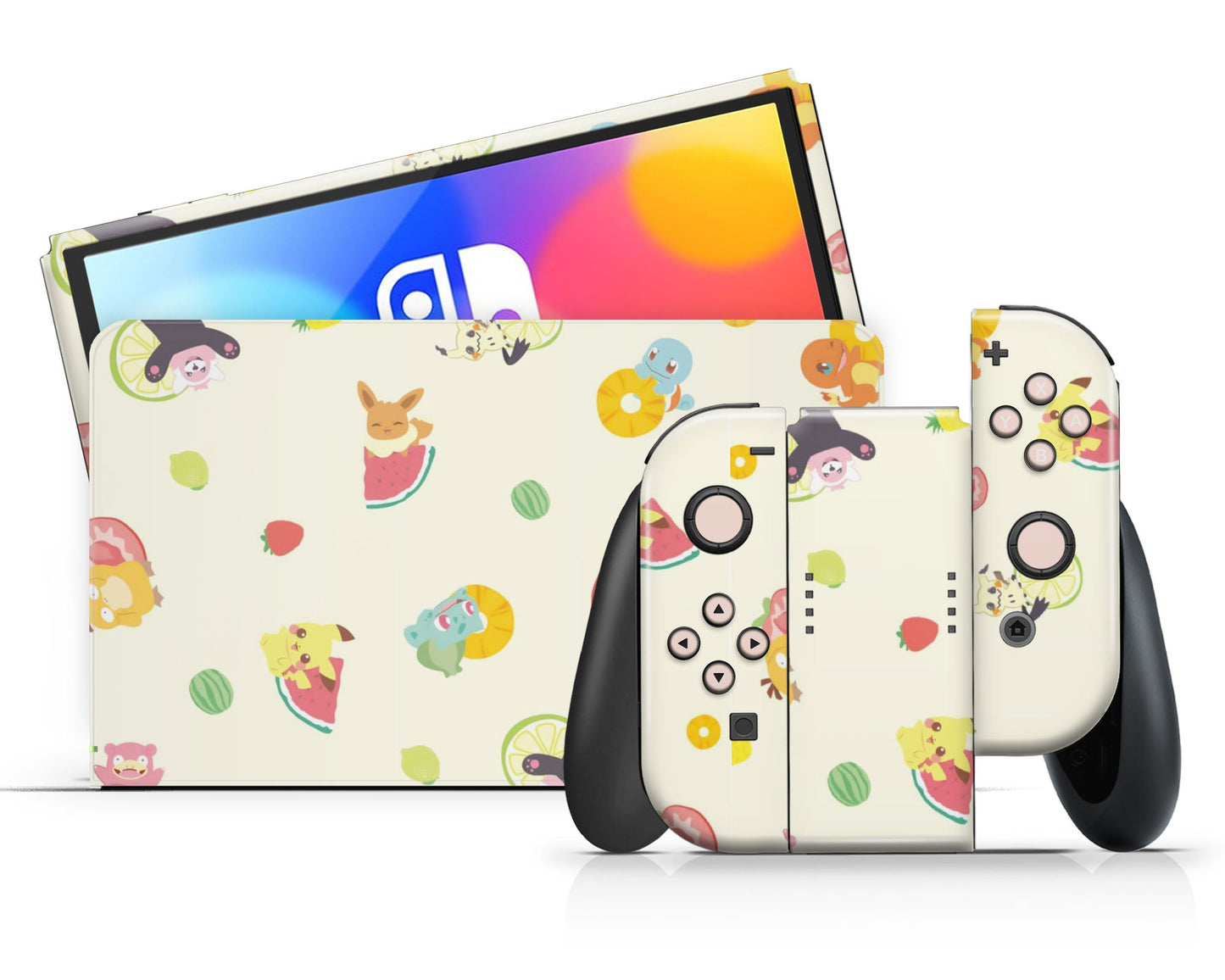 Lux Skins Nintendo Switch OLED Pokemon Summertime Fruits Full Set Skins - Pop culture Pokemon Skin