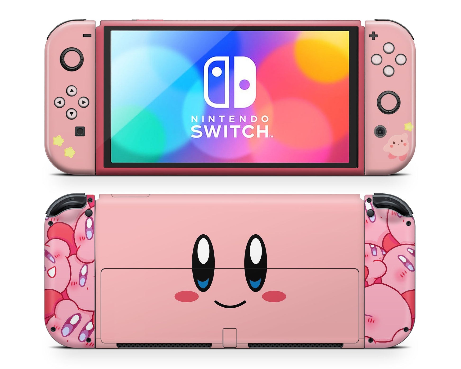 Lux Skins Nintendo Switch OLED Kirby Pastel Pink Highlights Full Set Skins - Pop culture Kirby Skin