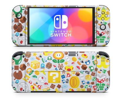 Lux Skins Nintendo Switch OLED Super Mario Bros Pattern Full Set Skins - Pop culture Mario Skin