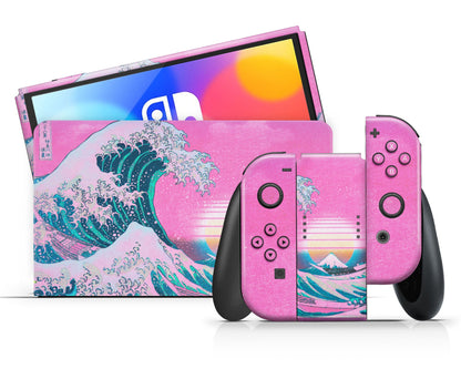 Lux Skins Nintendo Switch OLED Great Wave off Kanagawa Full Set Skins - Art Artwork Skin